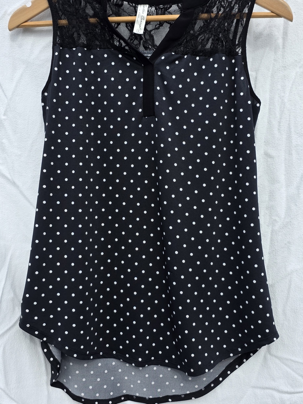 Size Small Black Polka Dot Lace Yoke Camisole